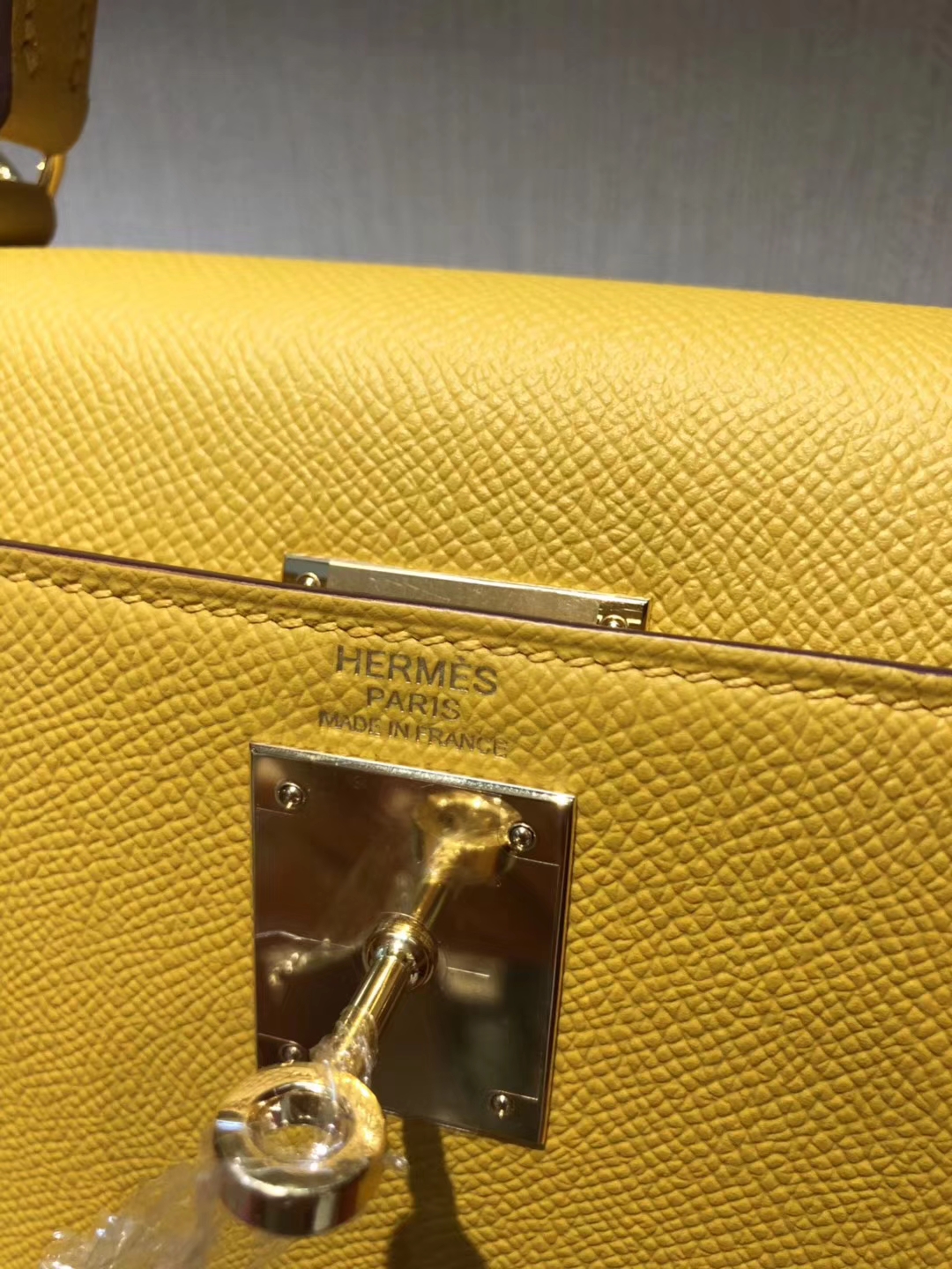 Wholesale Hermes 9D Ambre Yellow Epsom Calf Kelly Bag28cm Gold Hardware