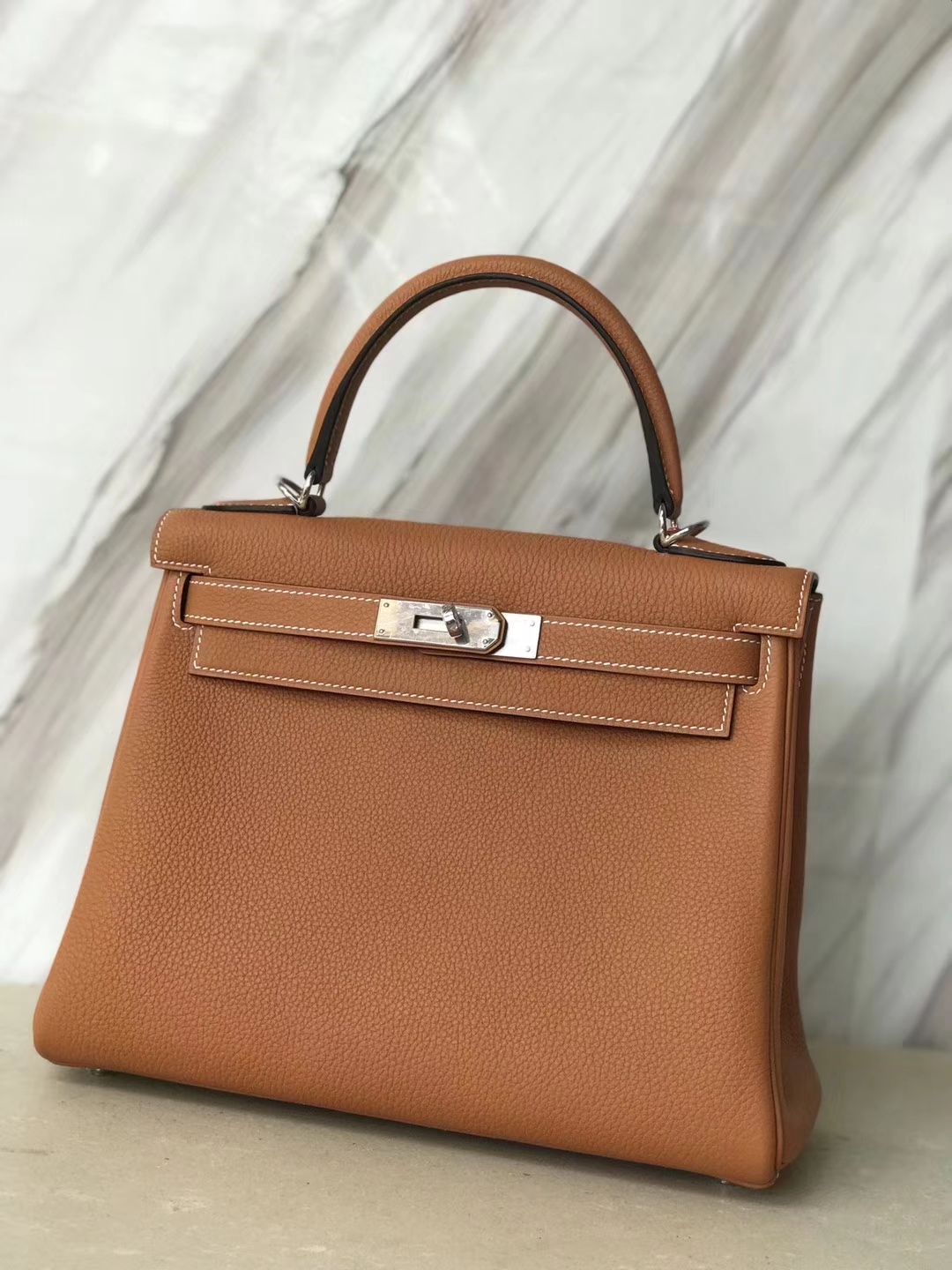 Wholesale Hermes 1H Toffee Color Togo Calf Kelly Bag28CM Gold Hardware