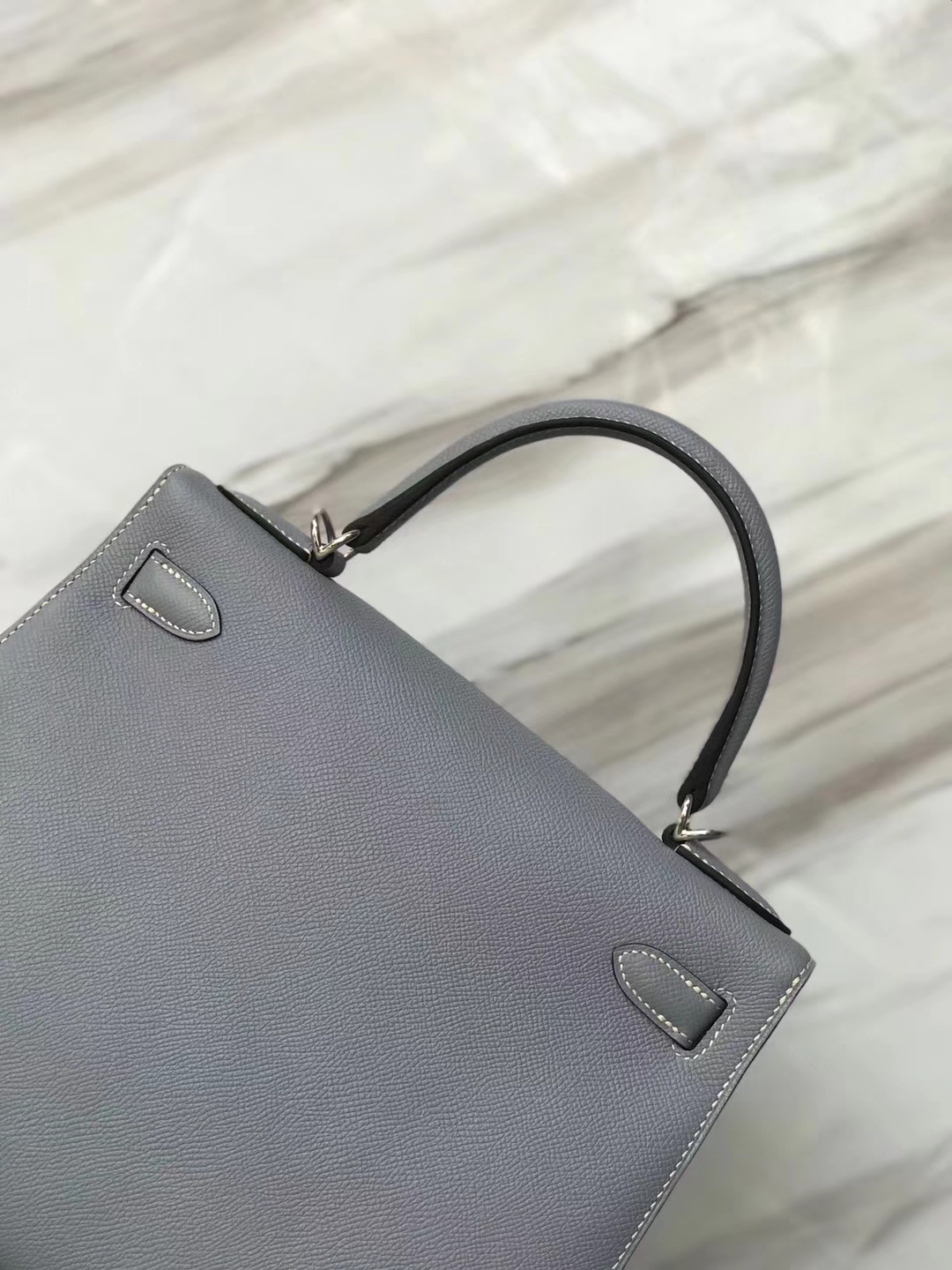 Wholesale Hermes J7 Blue Lim Epsom Calf Kelly Bag28CM Silver Hardware