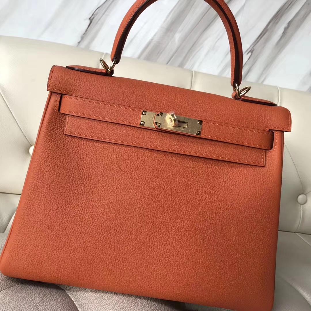 New Arrival Hermes 6C Cuivre Color Togo Calf Kelly28CM Bag Gold Hardware