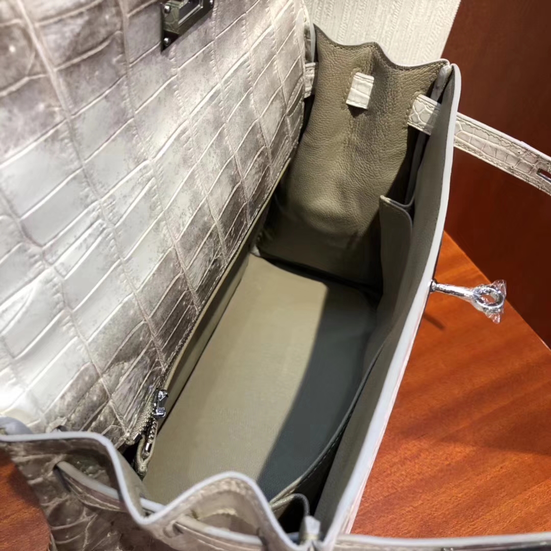 Luxury Hermes Himalaya Crocodile Leather Kelly28CM Bag Silver Hardware