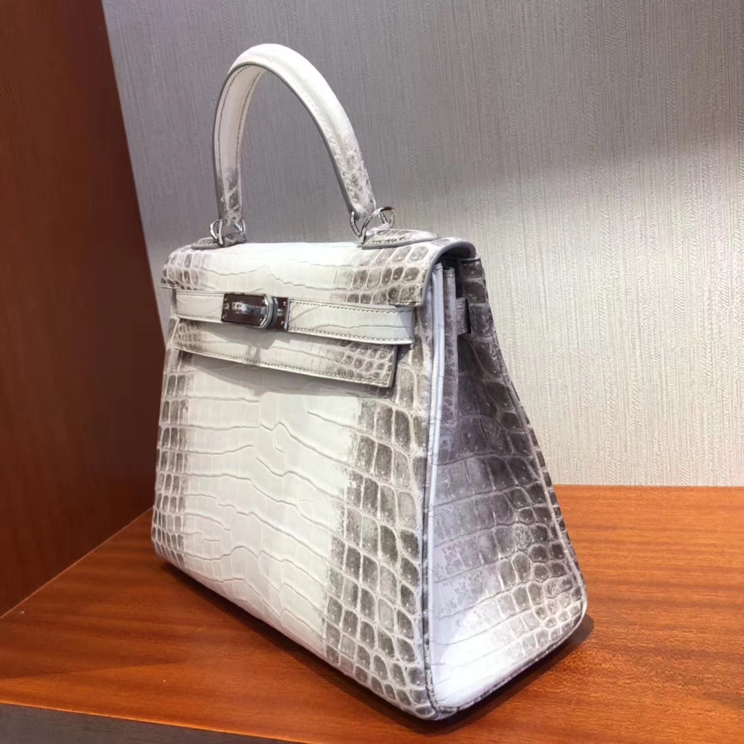 Luxury Hermes Himalaya Crocodile Leather Kelly28CM Bag Silver Hardware