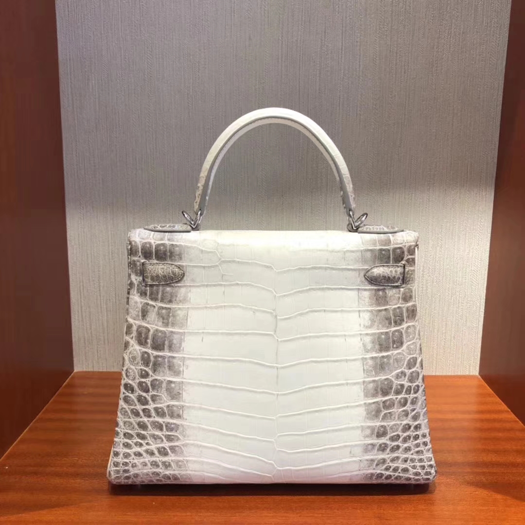 Luxury Hermes Himalaya Crocodile Leather Kelly28CM Bag Silver Hardware