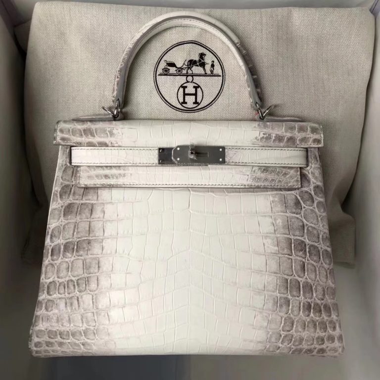 Hermes Crocodile Leather Retourne Kelly Bag 28CM in Himalaya Color Silver Hardware