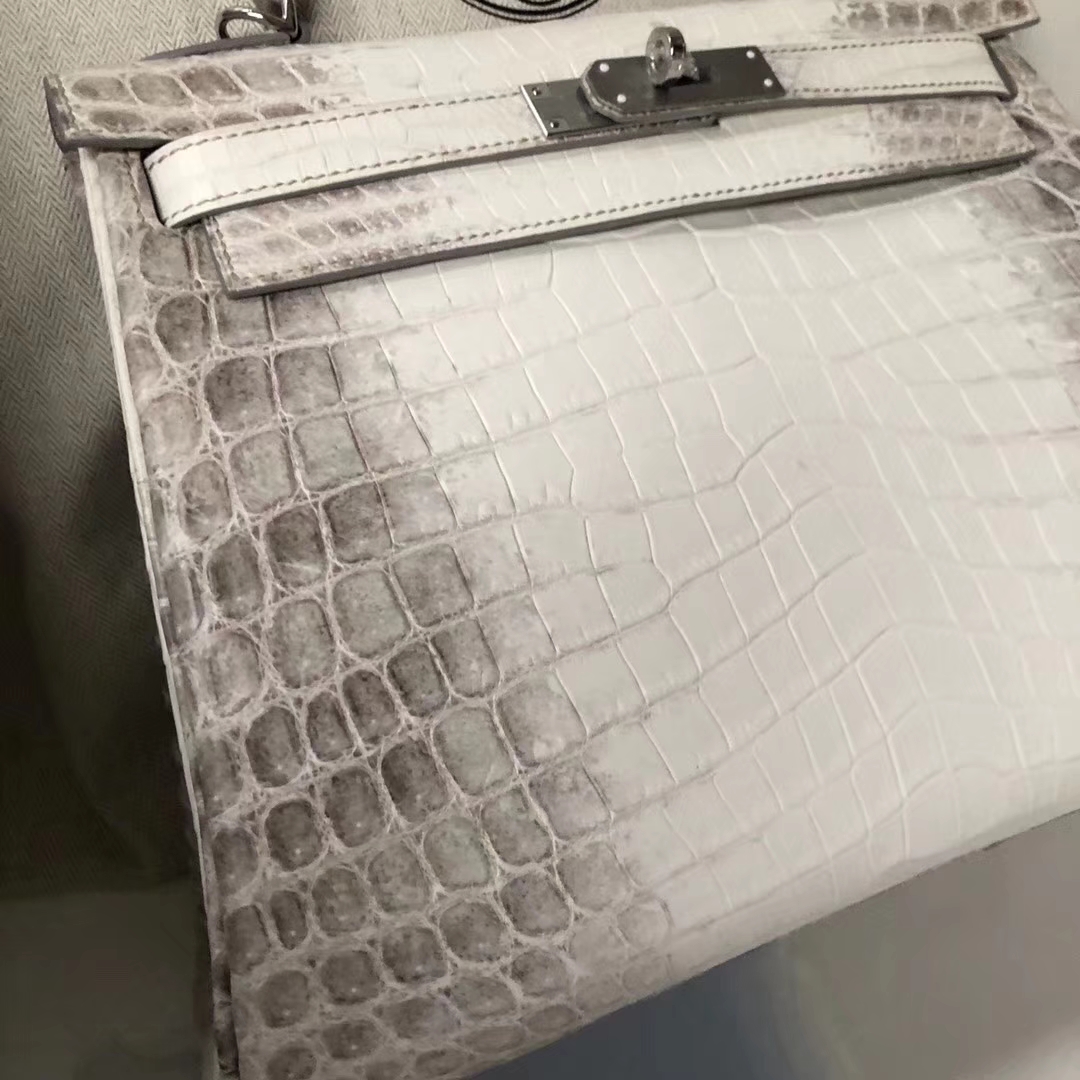 Noble Hermes Crocodile Leather Retourne Kelly Bag28CM in Himalaya Color Silver Hardware