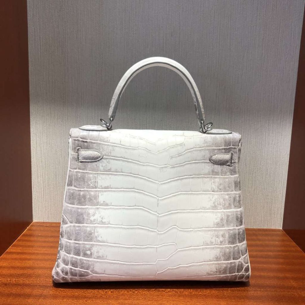 Elegant Hermes Himalaya Crocodile Leather Kelly28CM Handbag Silver Hardware