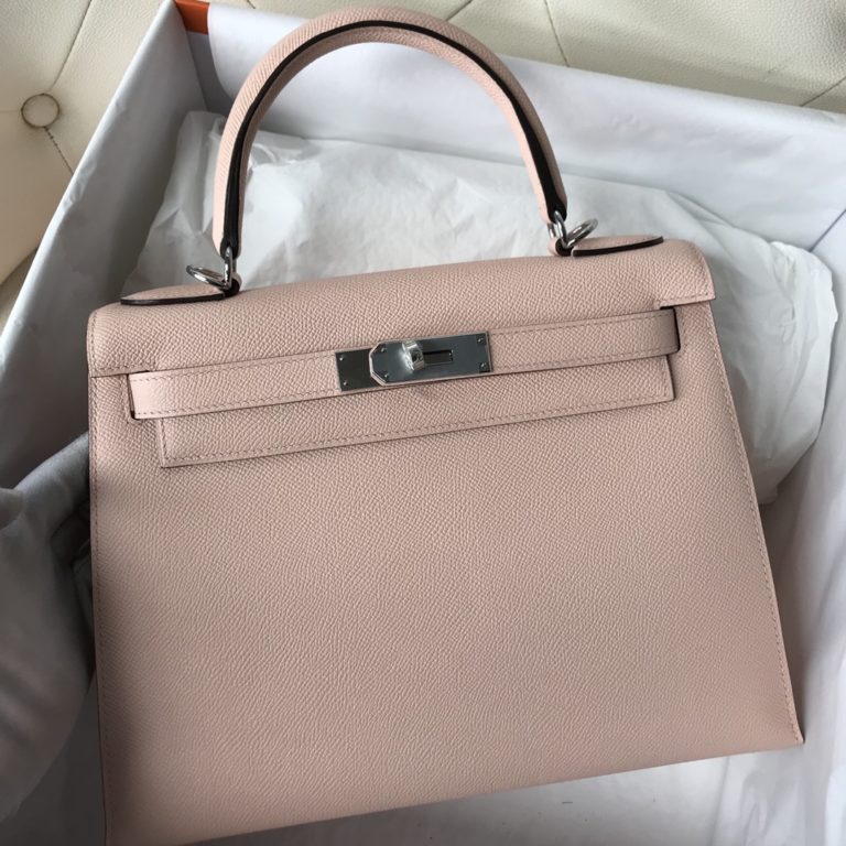 Hermes Epsom Calf P1 Rose Elglantine Kelly 28CM Bag Silver Hardware